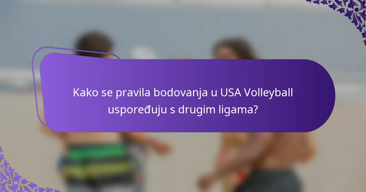 Kako se pravila bodovanja u USA Volleyball uspoređuju s drugim ligama?