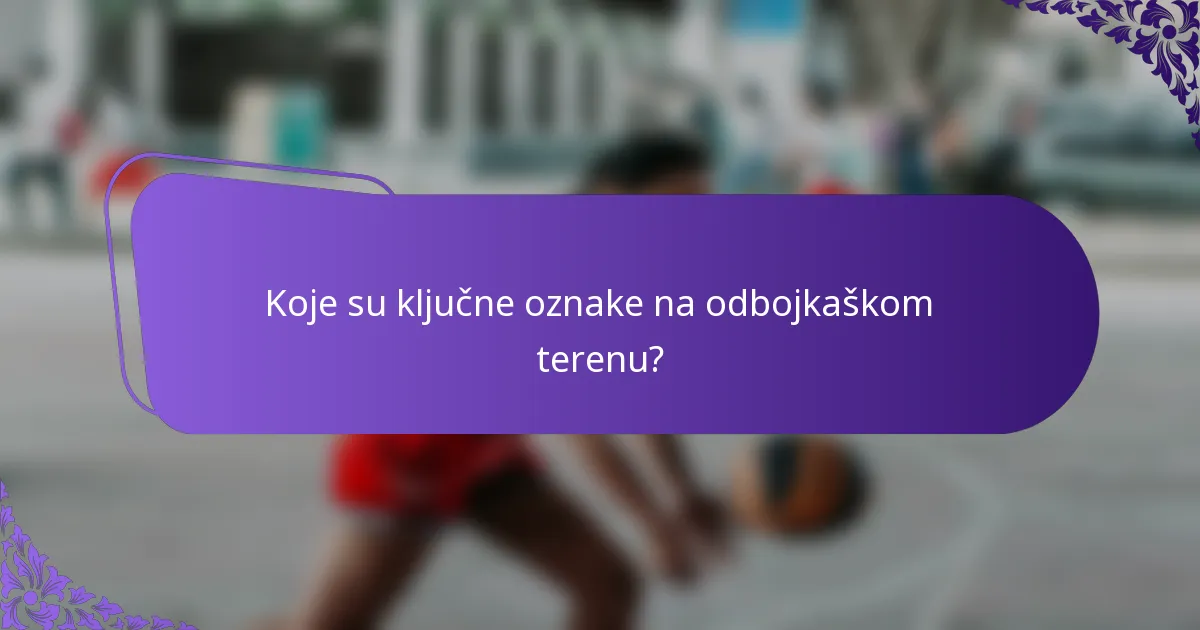 Koje su ključne oznake na odbojkaškom terenu?