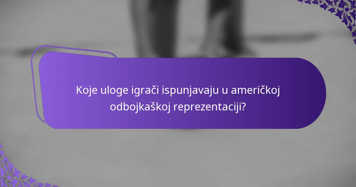 Koje uloge igrači ispunjavaju u američkoj odbojkaškoj reprezentaciji?