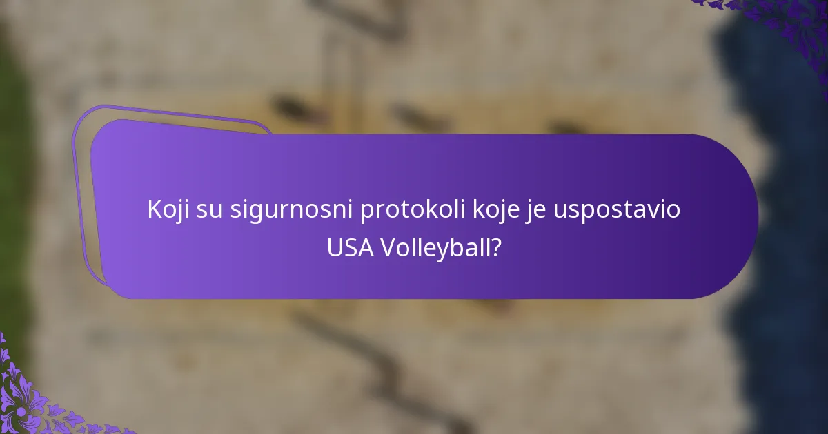 Koji su sigurnosni protokoli koje je uspostavio USA Volleyball?