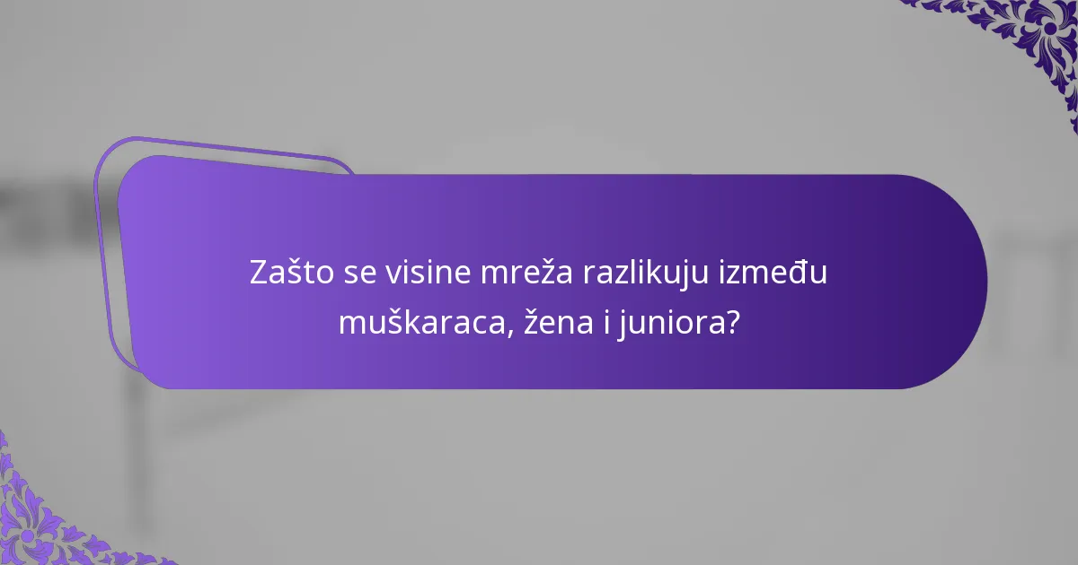 Zašto se visine mreža razlikuju između muškaraca, žena i juniora?